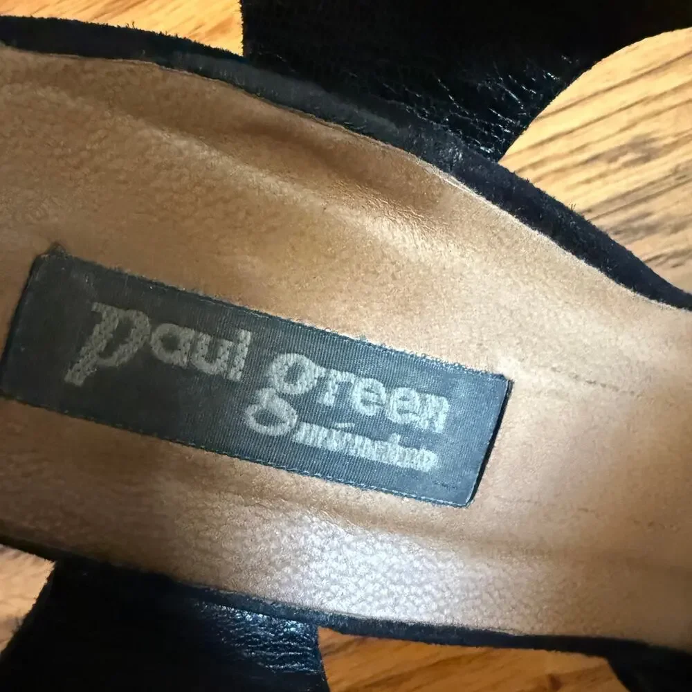 PAUL GREEN | Black Suede Hollis Strap Sandal Block Heels | US Size 5.5 UK Size 3